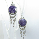 Argentium Sterling Silver Earrings With Purple Charoite Cabochons And Curvy Silv