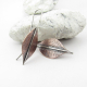 Long Mixed Metal Copper Leaf Earrings, Two Tone Botanical Jewelry By Mocahete