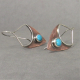 Rustic Silver And Copper Turquoise Pixie Shield Earrings