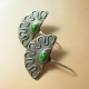 Emerald Green Maw Sit Sit And Argentium Sterling Silver Exotic Fan Earrings - 2
