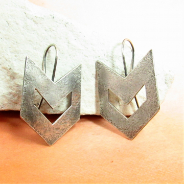 Contemporary Southwest Sterling Silver Chevron Earrings - Image 1