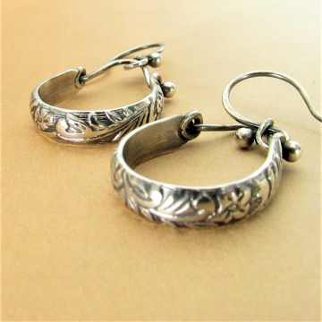 Sterling Silver Floral Dangle Earrings - image 1