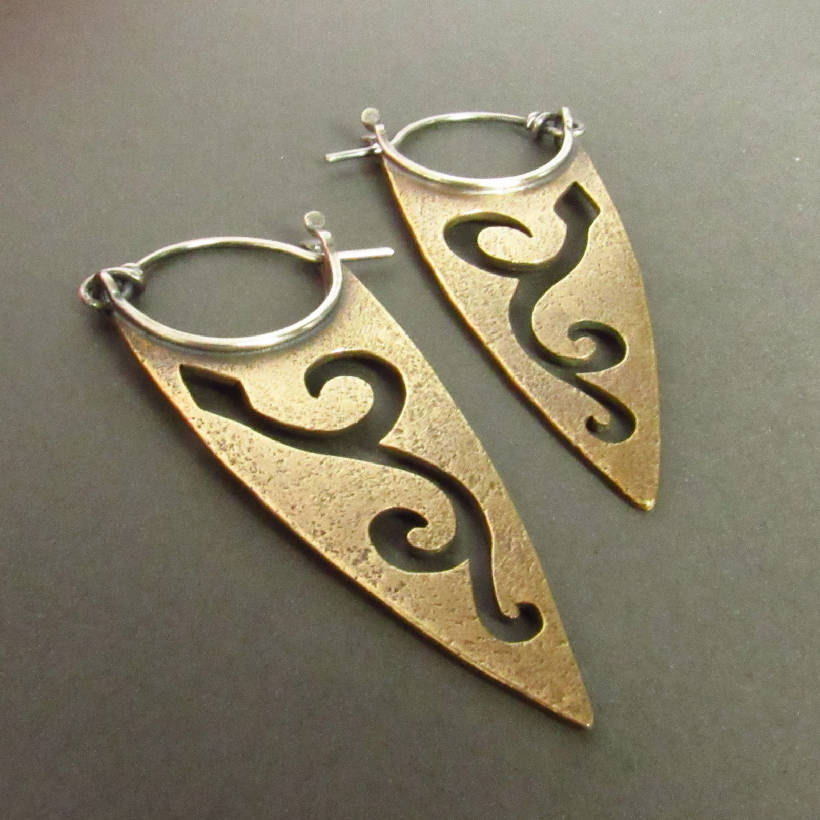 Bronze And Sterling Silver Pixie Spear Earrings With A Bohemian Vibe Bronze And Sterling Silver Pixie Spear Earrings 2