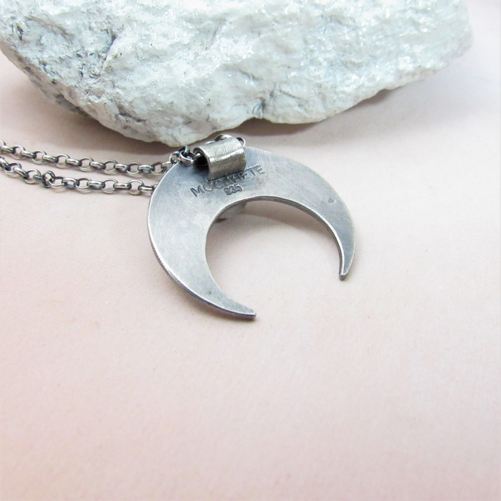 Sterling Silver Moon Necklace, Crescent Moon Charm, Upside Down Moon  Necklace