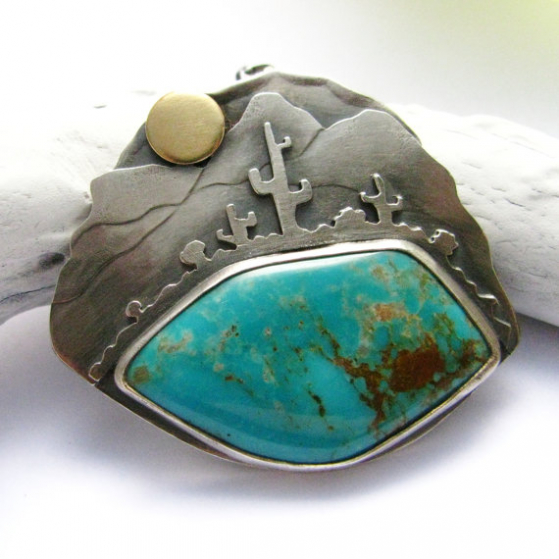 Sterling Silver And Turquoise Pendant Necklace