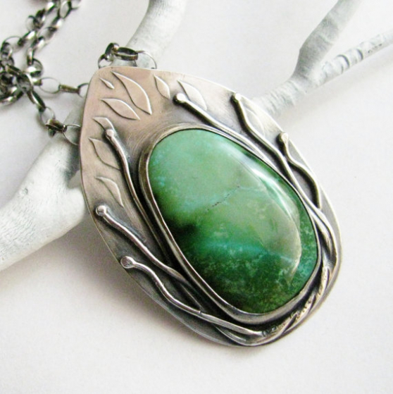 Sterling Silver And Turquoise Pendant Necklace