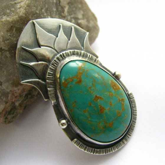 Turquoise And Silver Pendant Necklace
