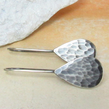 Argentium Sterling Silver Hammered Tear Drop Earrings, Modern Minimalist Jewelry