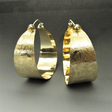 Large Textured Bronze And Gold Fill Hoop Earrings, Statement Hoops