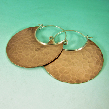 Extra Large Hammered Copper Hoop Earrings, Big, Bold And Beautiful