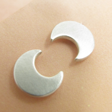 Sterling Silver Crescent Moon Stud Post Back Earrings