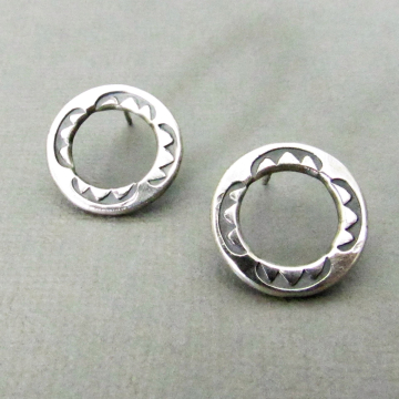 Sterling Silver Circle Stud Earrings, Argentium Metalsmith Jewelry