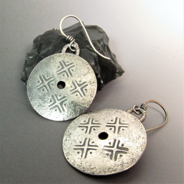 Coin Style Argentium Sterling Silver Disk Earring