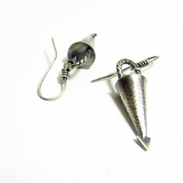 Contemporary Argentium Sterling Silver Architectural Cone Earrings, Limited Edition
