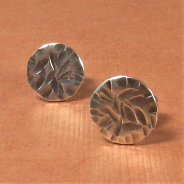 Argentium Sterling Silver Disk Stud Earrings With Texture