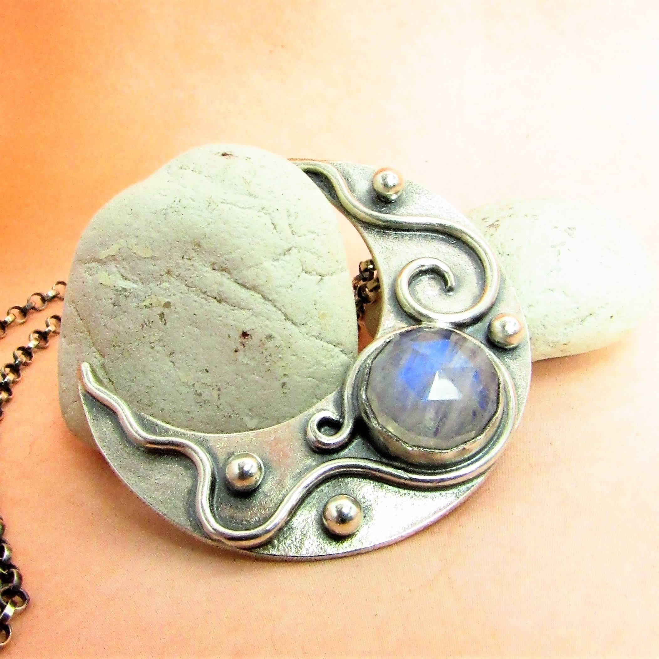 Sterling Silver Celestial Moonstone Pendant