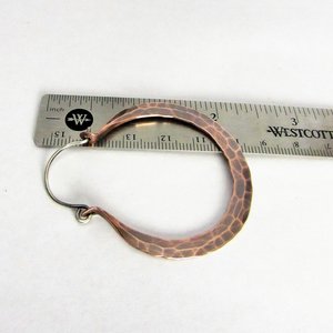 Hammered Copper Hoop Earrings, Sterling Silver Wires, Boho Rio Style
