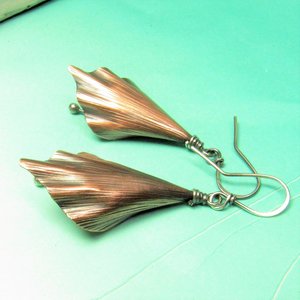 Handcrafted Lily Flower Earrings, Copper and Argentium Sterling Silver