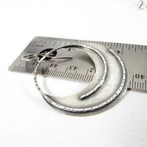 Large Argentium Sterling Silver Hoop Earrings, Statement Gypsy Earrings, Handcrafted, Unique And Lightweight