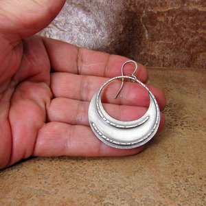 Large Argentium Sterling Silver Hoop Earrings, Statement Gypsy Earrings, Handcrafted, Unique And Lightweight
