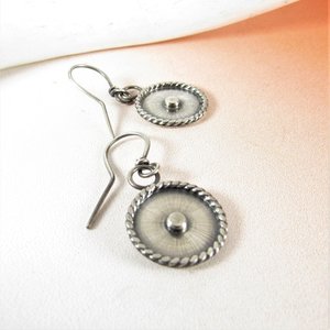 Modern Argentium Sterling Silver Disk Earrings, Edgy, Contemporary And Stylish Everyday Jewelry