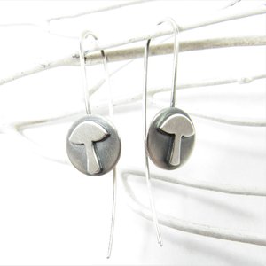 Lightweight Argentium Sterling Silver Mushroom Earrings, Whimsical Fungus Jewelry