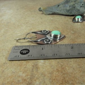 Mint Variscite Copper Sterling Silver Earrings, Boho Mixed Metal Jewelry