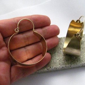 Large Bronze Hoop Earrings With Gold Fill Ear Wires, Big Hoops, Bold Statement Earrings