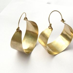 Large Bronze Hoop Earrings With Gold Fill Ear Wires, Big Hoops, Bold Statement Earrings