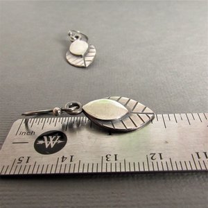 Sterling Silver Leaf Earrings, Argentium Contemporary Botanical Jewelry