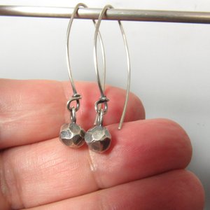 Sterling Silver Faceted Nugget Dangle Earrings