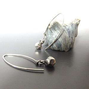 Sterling Silver Faceted Nugget Dangle Earrings