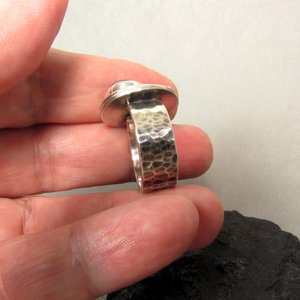Labradorite Moon Ring, Sterling Silver Celestial, Lunar Jewelry, Size 7.75 or 8