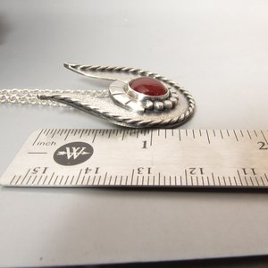 Hathor Necklace, Carnelian And Argentium Sterling Silver, Egyptian Mythology Jewelry