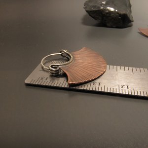 Copper Fan Hoops, Mixed Metal Sterling Silver And Copper Tribal Earrings