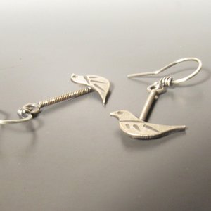 Argentium Sterling Silver Bird Earrings, Gift For Bird Enthusiast