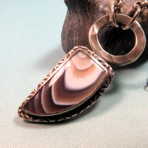 Handcrafted  Botswana Agate Pendant Necklace For Men, Women, Unisex, Argentium Silver Jewelry