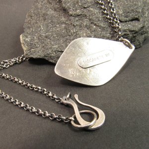 Argentium Sterling Silver And American Turquoise Pendant Necklace, Organic Geometric