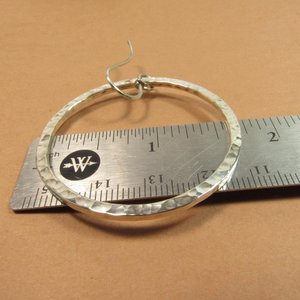 Large Hammered Sterling Silver Dangle Hoop Earrings, Loops, Statement Earrings, Bright Polished Finish