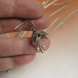 Sterling Silver Bell Flower Earrings, Handcrafted Argentium Jewelry