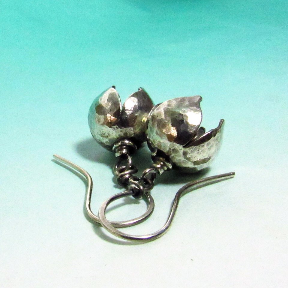 Sterling Silver Bell Flower Earrings, Handcrafted Argentium Jewelry