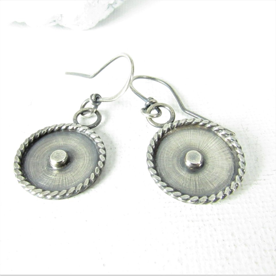 Modern Argentium Sterling Silver Disk Earrings, Edgy, Contemporary And Stylish Everyday Jewelry