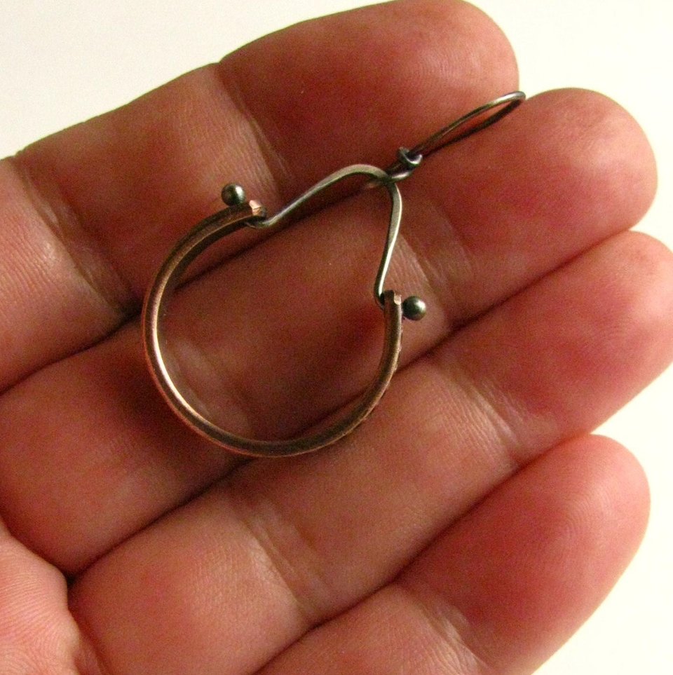 Mixed Metal Copper and Silver Dangle Earrings, Artisan Crafted