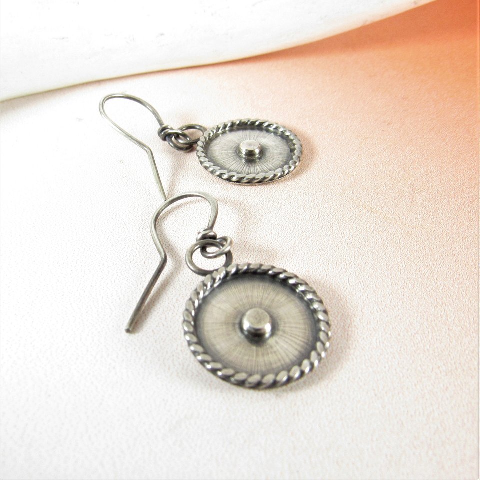 Modern Argentium Sterling Silver Disk Earrings, Edgy, Contemporary And Stylish Everyday Jewelry
