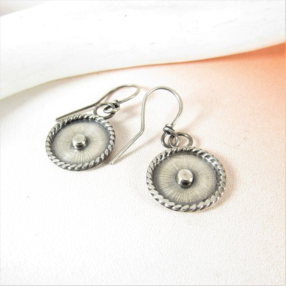 Modern Argentium Sterling Silver Disk Earrings, Edgy, Contemporary And Stylish Everyday Jewelry