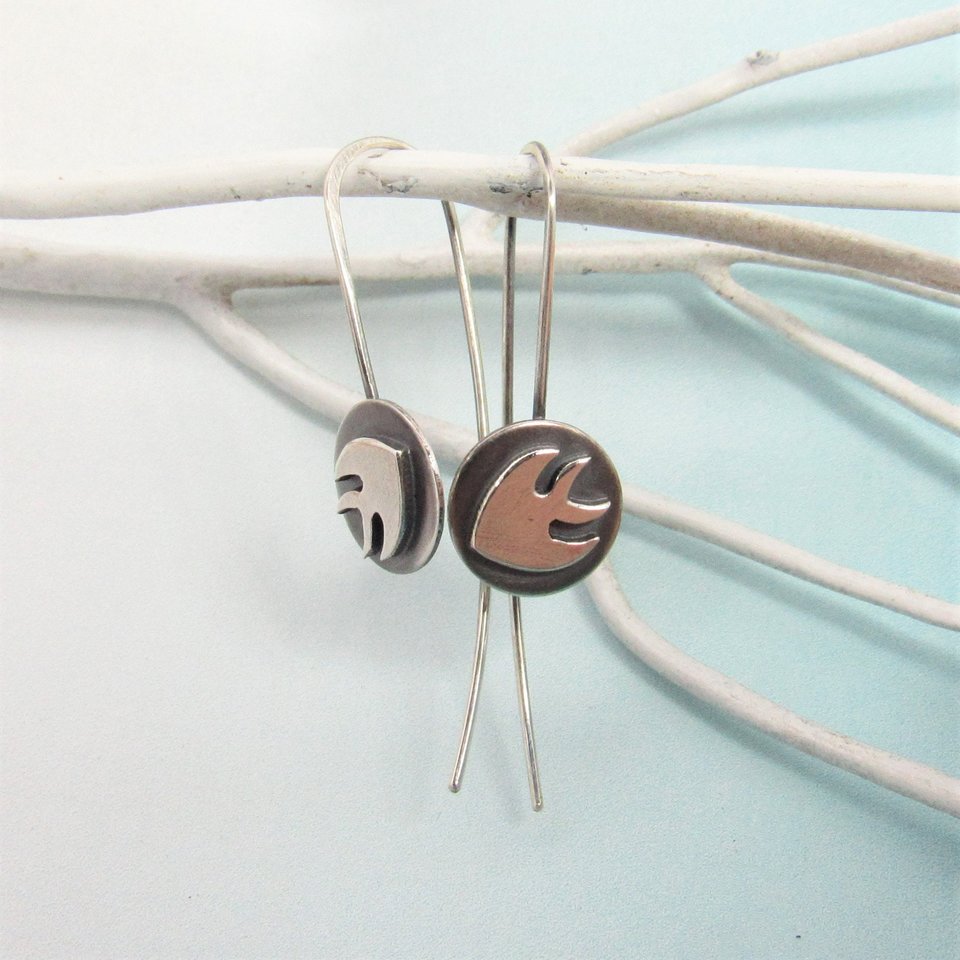 Argentium Silver Angel Fish Earrings, Whimsical Jewelry