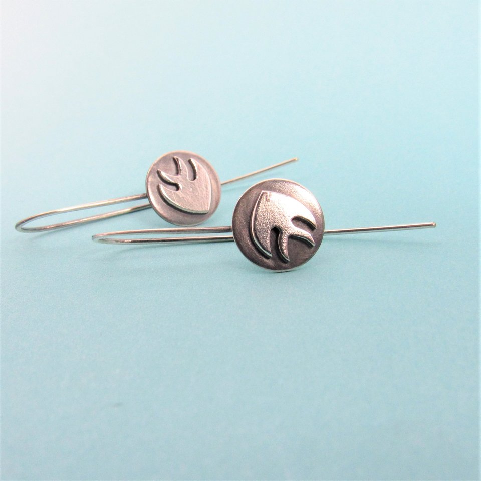 Argentium Silver Angel Fish Earrings, Whimsical Jewelry