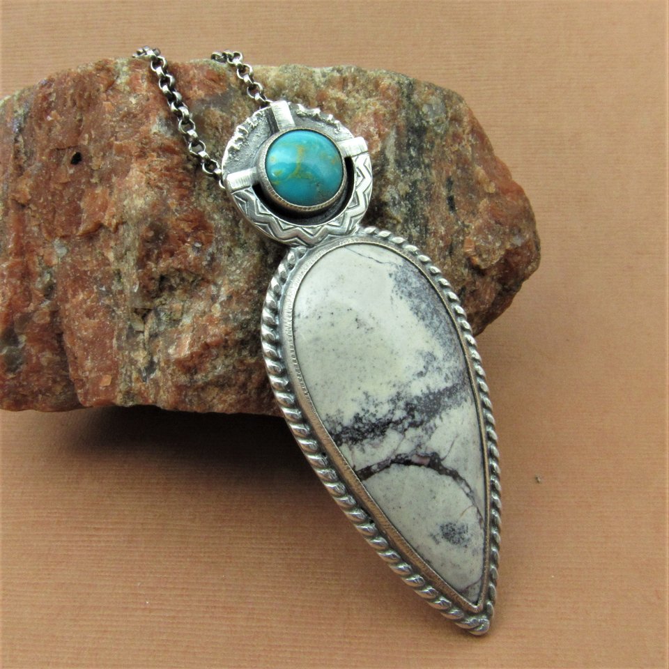 Pachamama, Jasper And Turquoise Necklace, Goddess Pendant, Argentium Sterling Silver, One Of A Kind