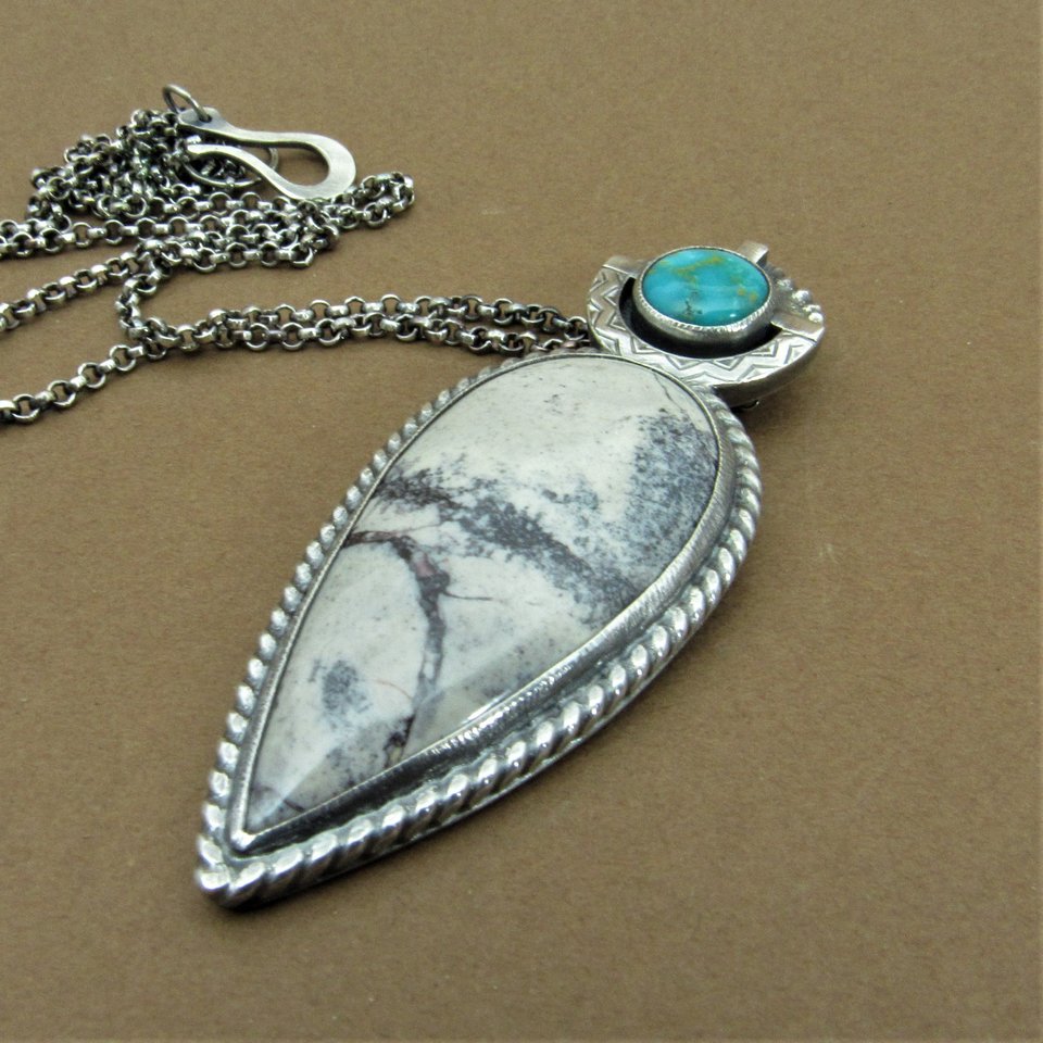 Pachamama, Jasper And Turquoise Necklace, Goddess Pendant, Argentium Sterling Silver, One Of A Kind