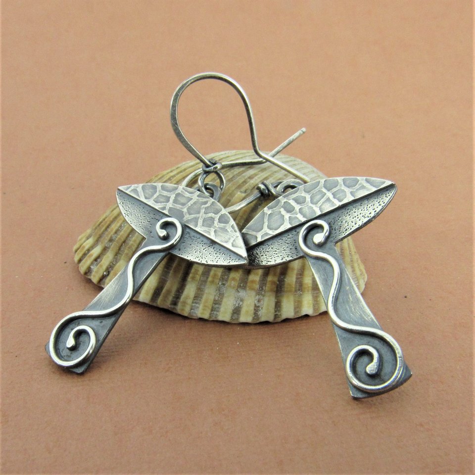 Argentium Sterling Silver Mushroom Earrings, Fungi Jewelry Gift